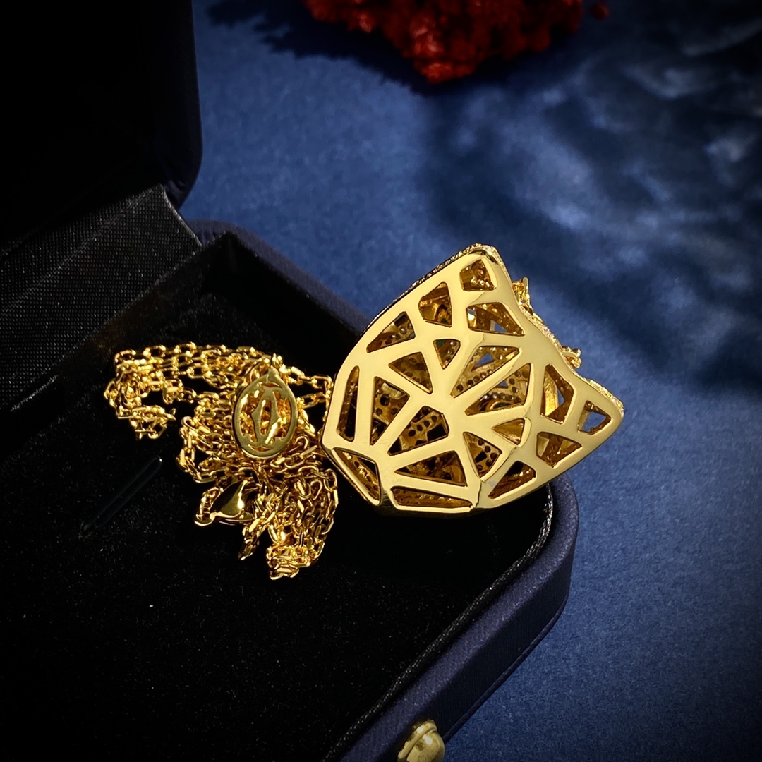 CTN011 Leopard Panthere de pendant long necklace with diamond - ccjewelryacc