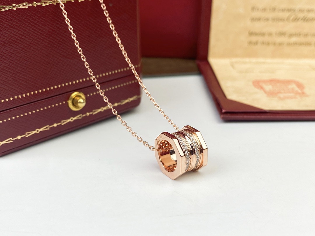 CTN019 Ecrou de Screw cap with diamond pendant necklace - ccjewelryacc