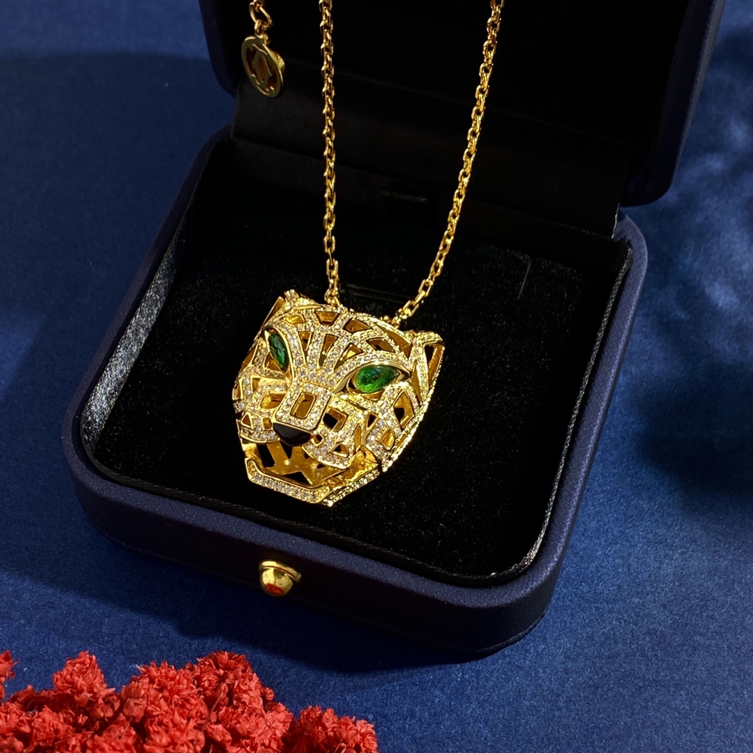 CTN011 Leopard Panthere de pendant long necklace with diamond - ccjewelryacc