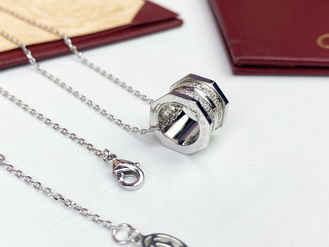 CTN019 Ecrou de Screw cap with diamond pendant necklace - ccjewelryacc