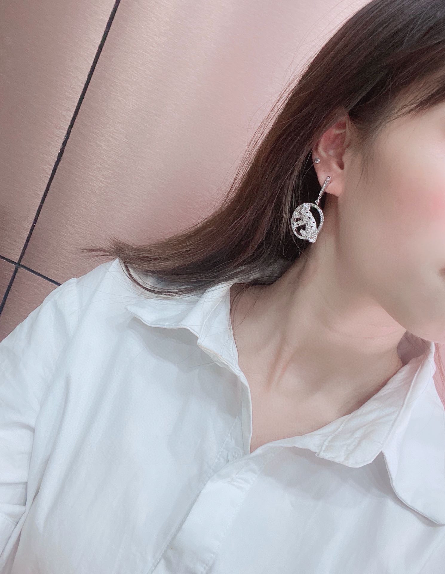 CTE027 Full diamond leopard panther drop earrings - ccjewelryacc