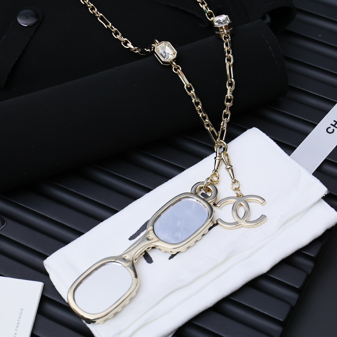CCL341 CC 6 square zircon Charm Magnifying Glasses long necklace - ccjewelryacc