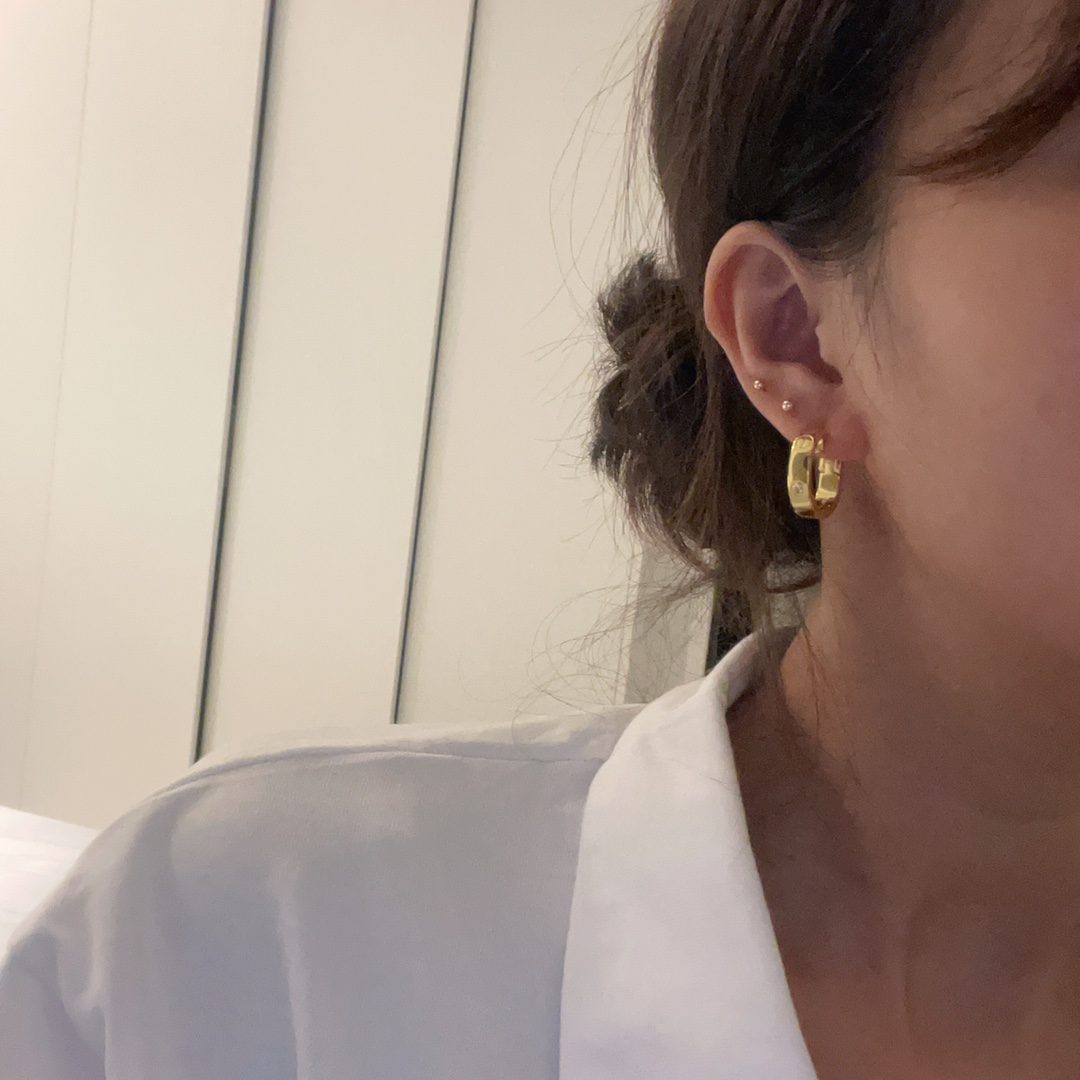 CTE026 1 diamond love earrings clip Mini - ccjewelryacc