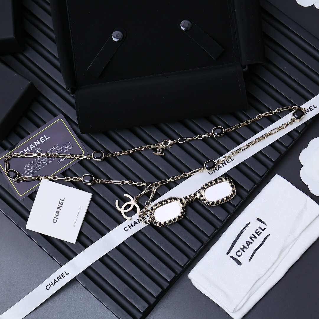 CCL341 CC 6 square zircon Charm Magnifying Glasses long necklace - ccjewelryacc