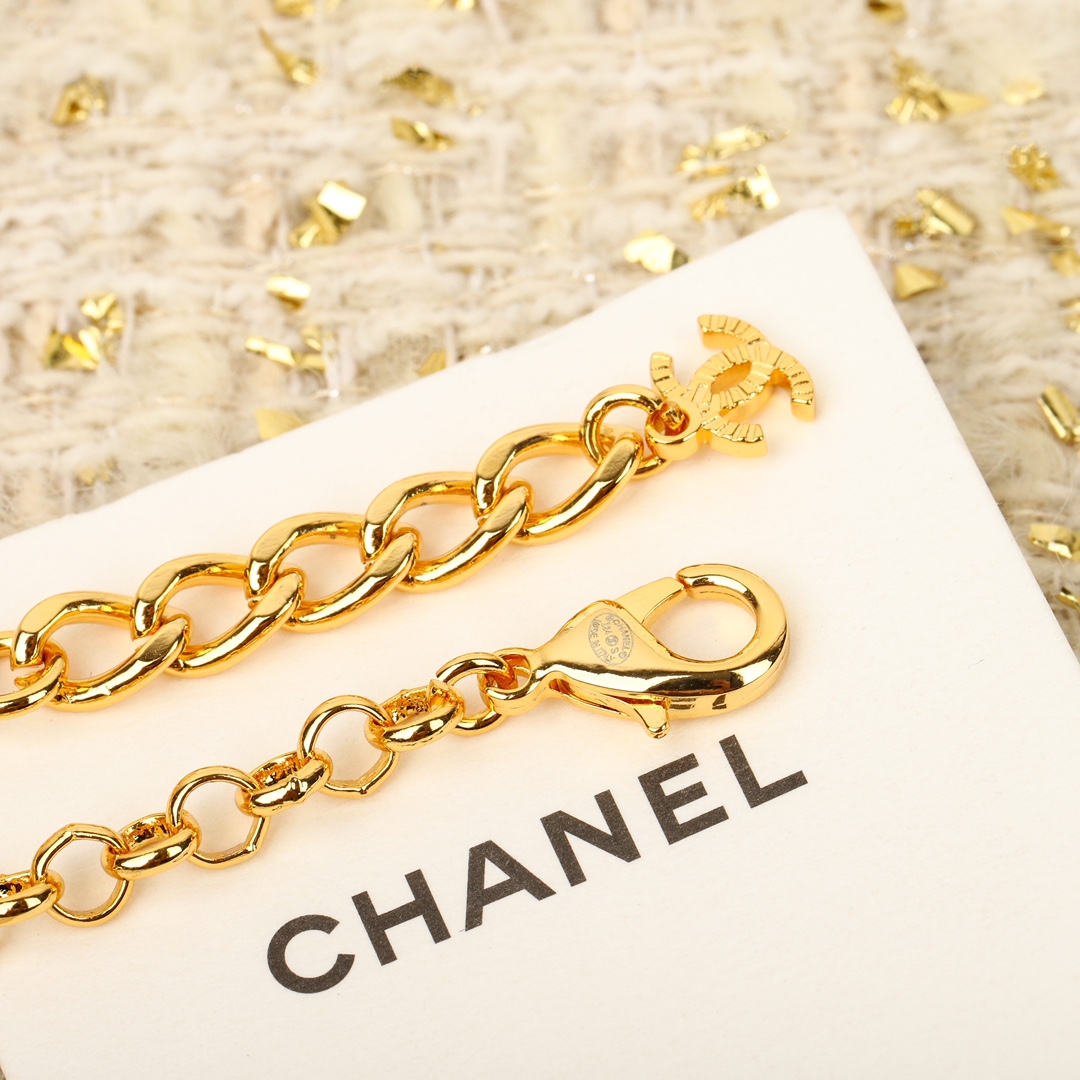 CCL057 CC pearl Sweater necklace long chain with cc logo - ccjewelryacc