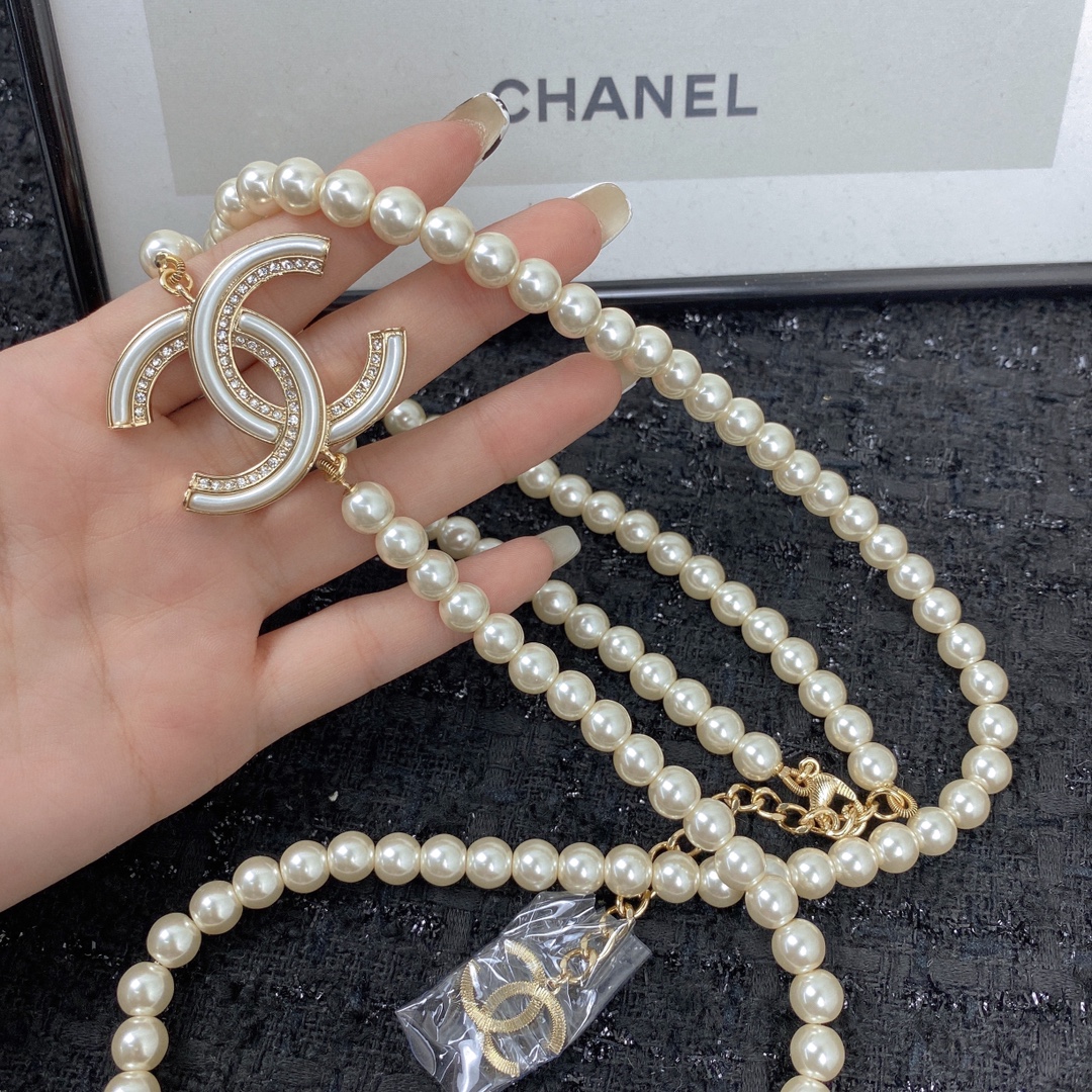 CCL071 Coco CC long pearl necklace - ccjewelryacc