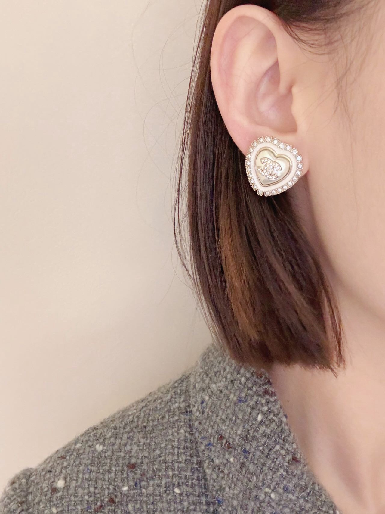 CCN508 24A Mother of pearl heart pendant necklace / Stud earring - ccjewelryacc