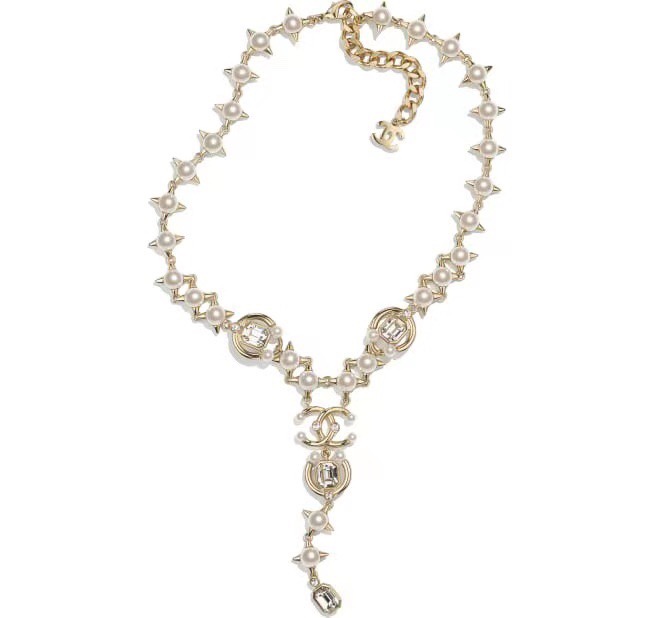CCN516 Pearls and diamond Y necklace - ccjewelryacc