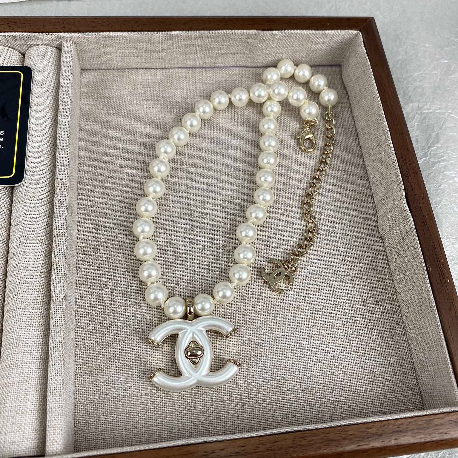 CCN507 coco pearl double c necklace - ccjewelryacc