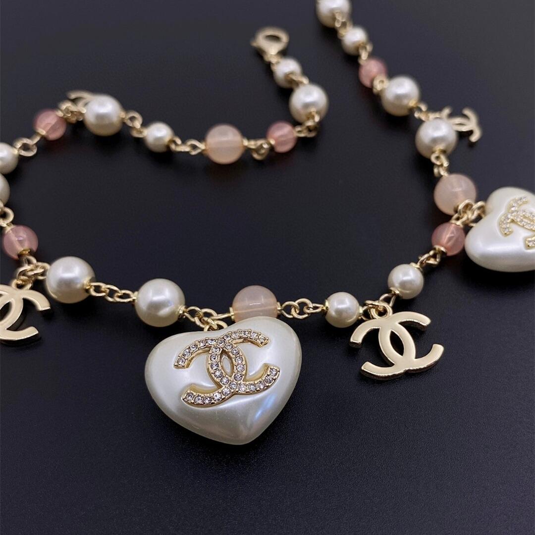 CCN513 Pearl heart charm choker necklace - ccjewelryacc