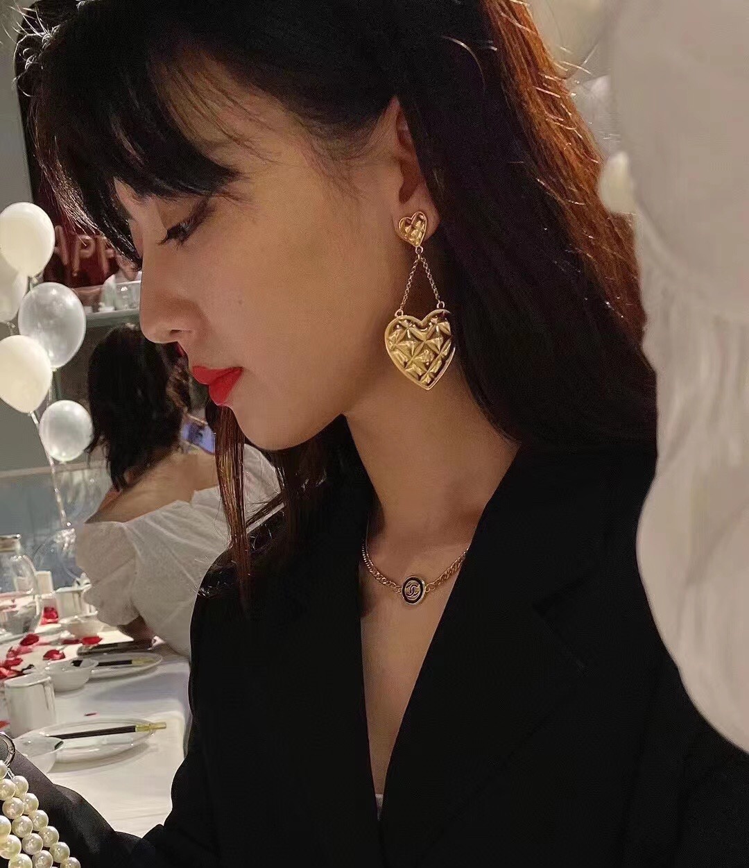 CCE834 Vintage double heart stud earrings - ccjewelryacc