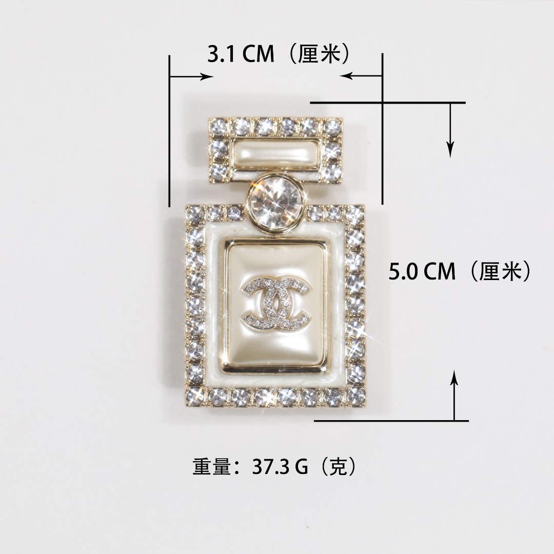 BCB424 Crystal Resin perfume bottle with cc logo brooch pin - ccjewelryacc