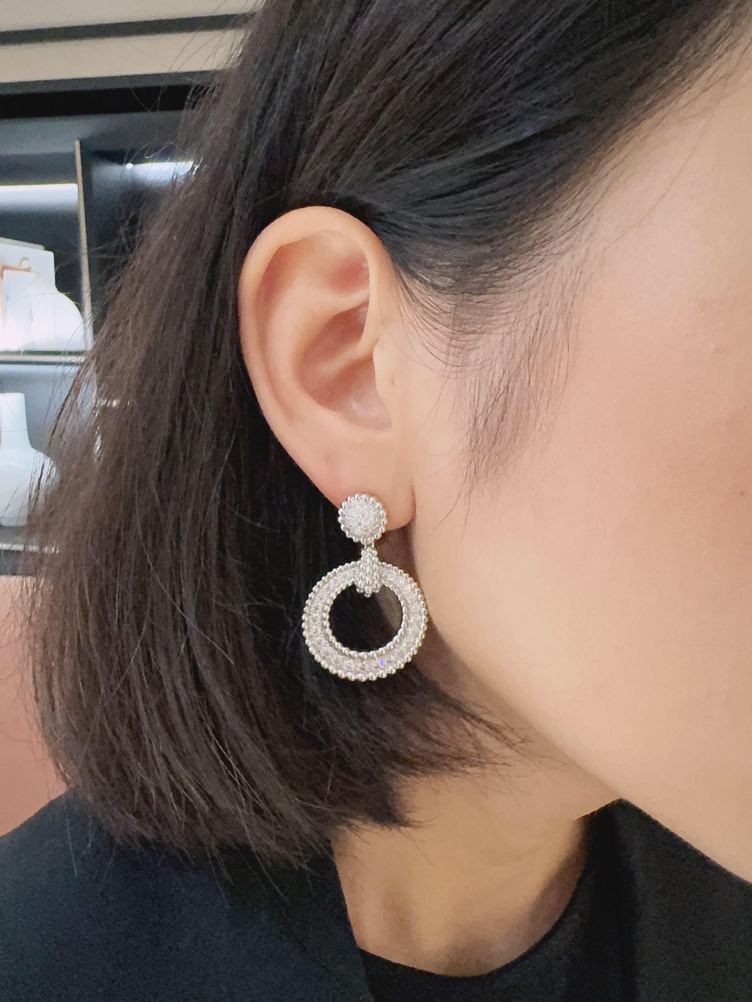 VCES007 S925 Sterling silver VCA Perlee diamonds earring clip - ccjewelryacc