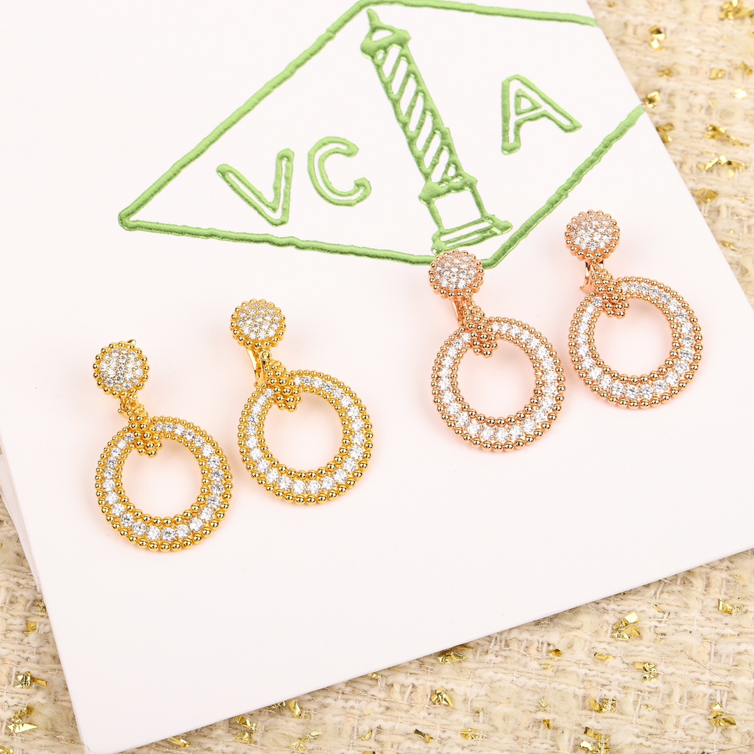 VCES007 S925 Sterling silver VCA Perlee diamonds earring clip - ccfashionjewelry