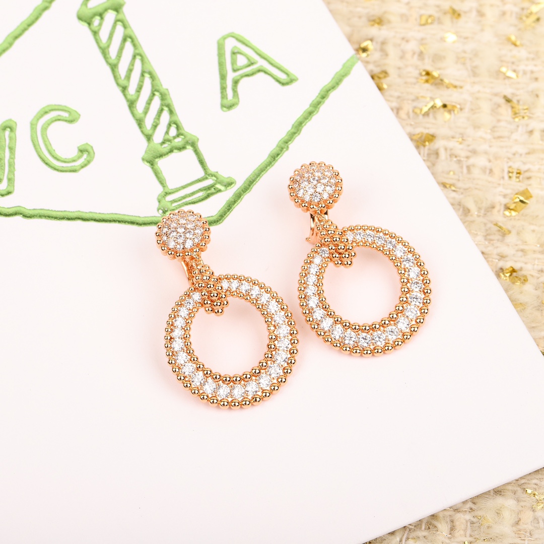 VCES007 S925 Sterling silver VCA Perlee diamonds earring clip - ccjewelryacc