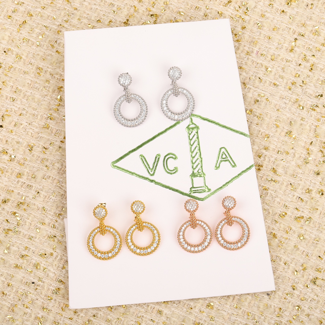 VCES007 S925 Sterling silver VCA Perlee diamonds earring clip - ccjewelryacc