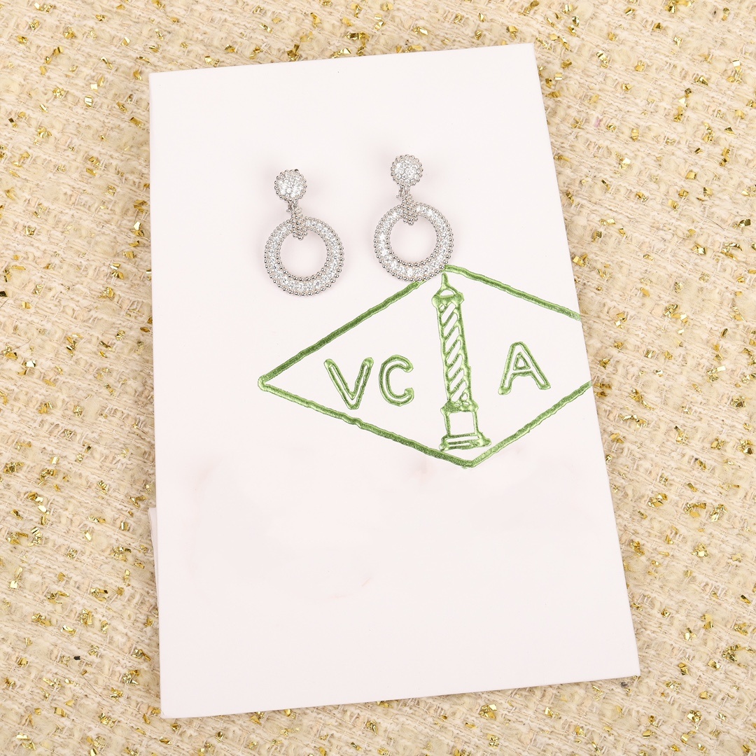 VCES007 S925 Sterling silver VCA Perlee diamonds earring clip - ccjewelryacc