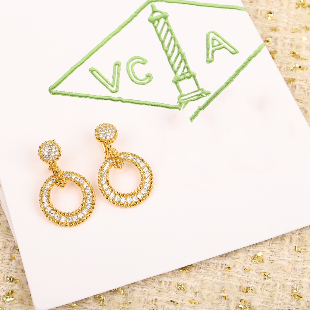 VCES007 S925 Sterling silver VCA Perlee diamonds earring clip - ccjewelryacc