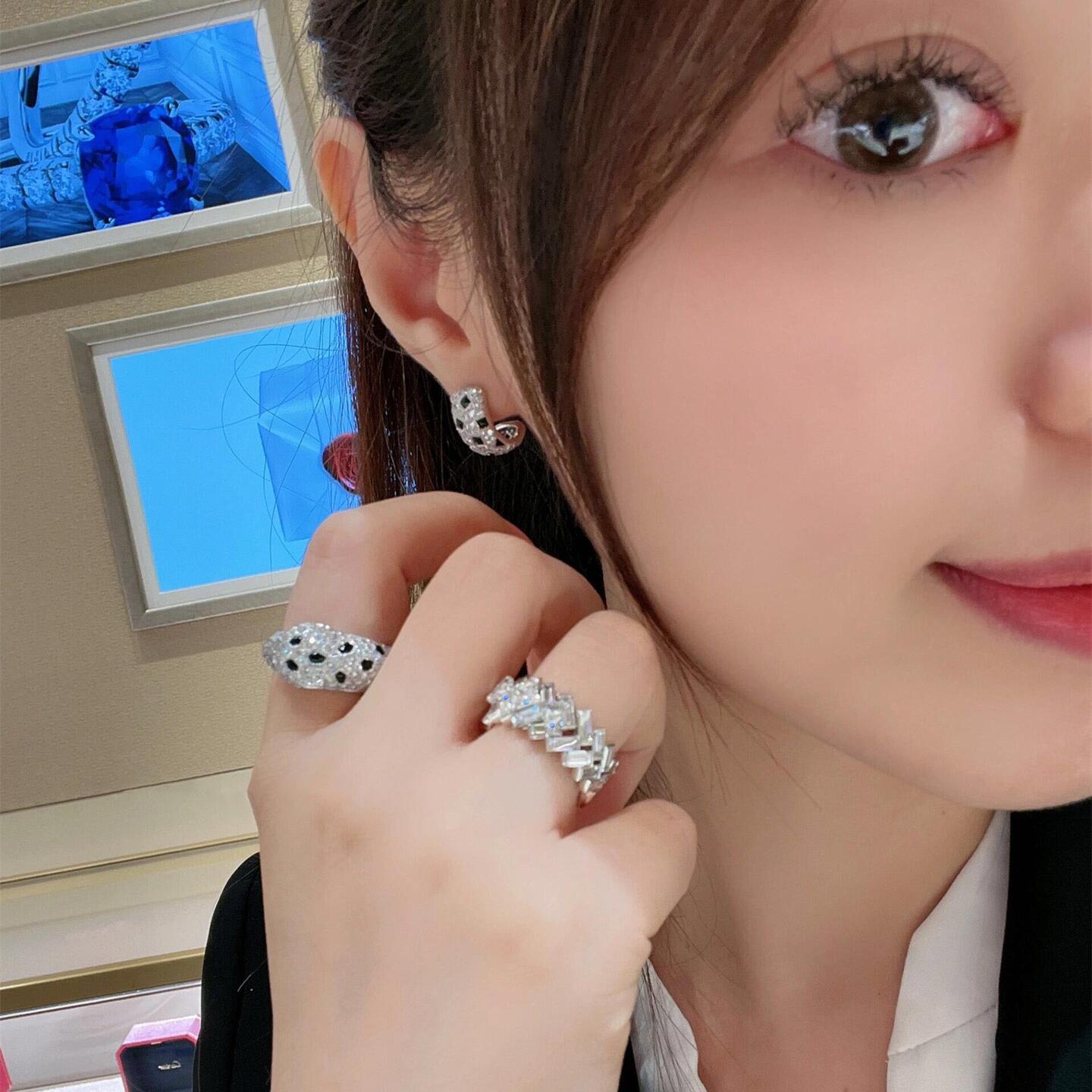 CTES003 S925 Sterling silver full diamond panther  De cartier earrings - ccjewelryacc