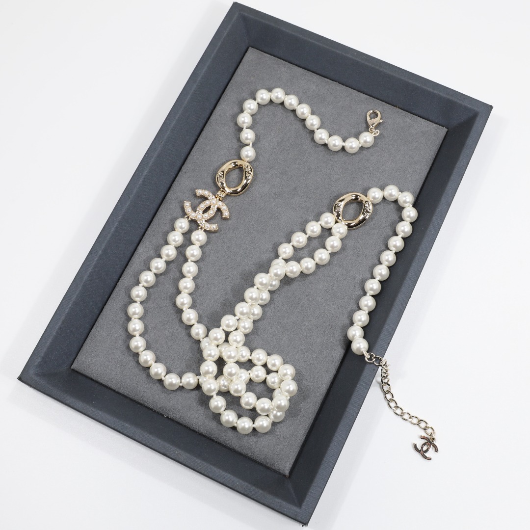 CCL068 Coco CC long pearl necklace - ccjewelryacc