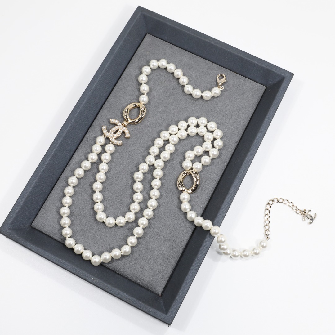 CCL068 Coco CC long pearl necklace - ccjewelryacc