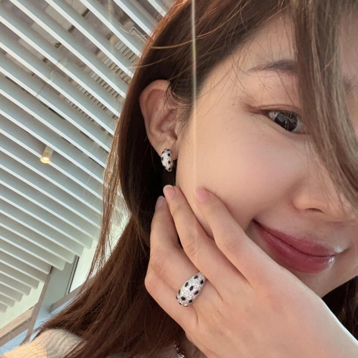 CTES003 S925 Sterling silver full diamond panther  De cartier earrings - ccjewelryacc