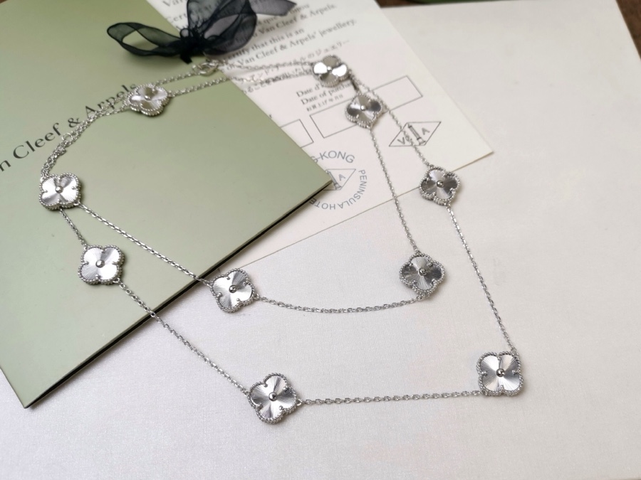 VCN026  VCA 10 motif vintage alhambra long necklace - ccjewelryacc