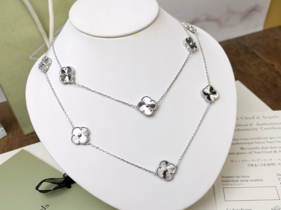 VCN026  VCA 10 motif vintage alhambra long necklace - ccjewelryacc