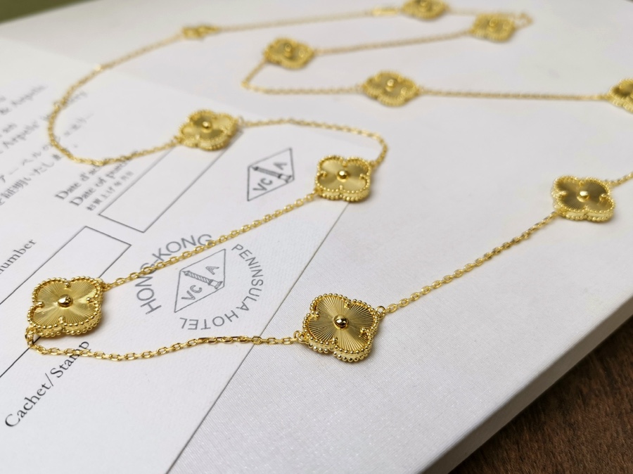 VCN026  VCA 10 motif vintage alhambra long necklace - ccjewelryacc