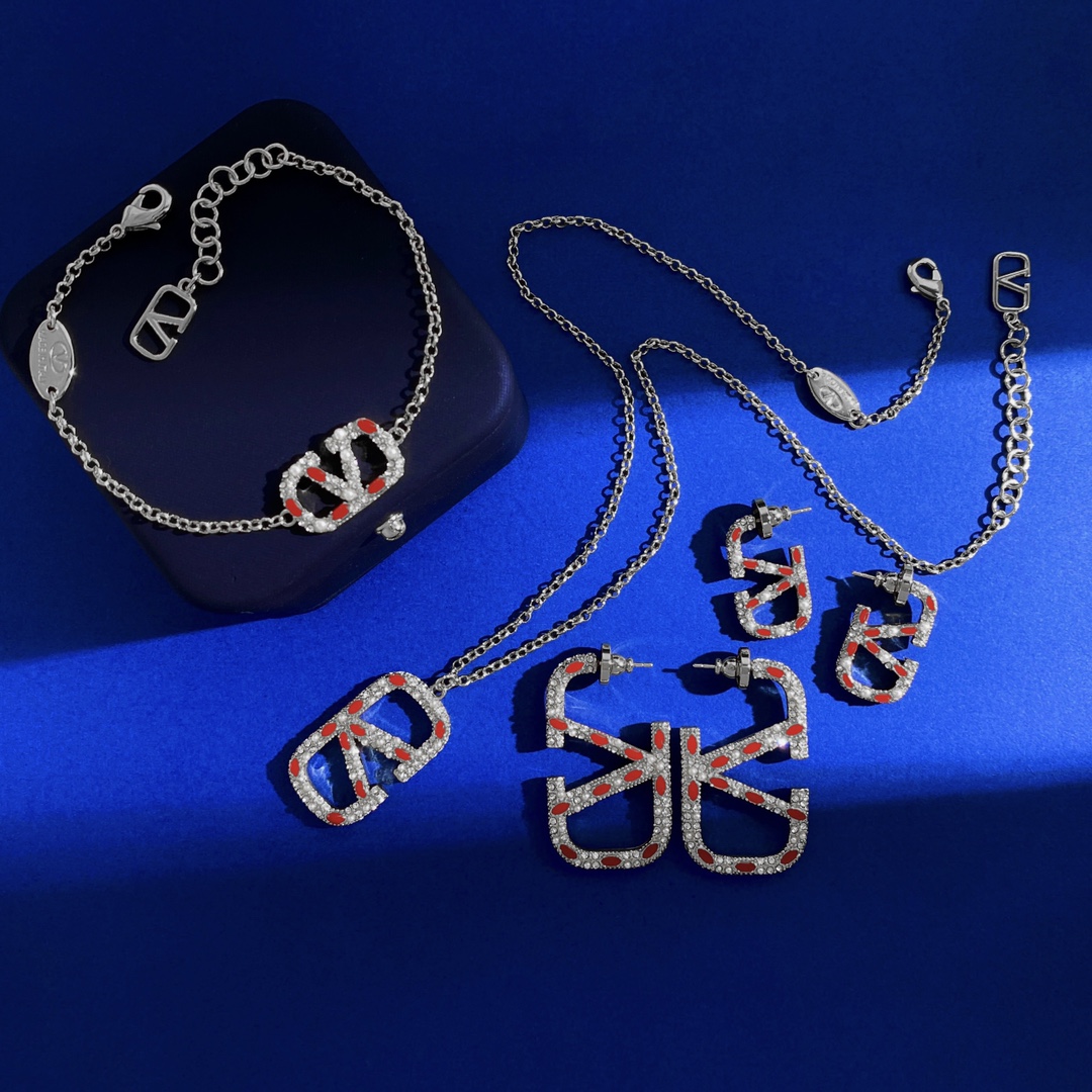 VTN039 Red V Logo pendant Necklace Bracelet earring - ccfashionjewelry