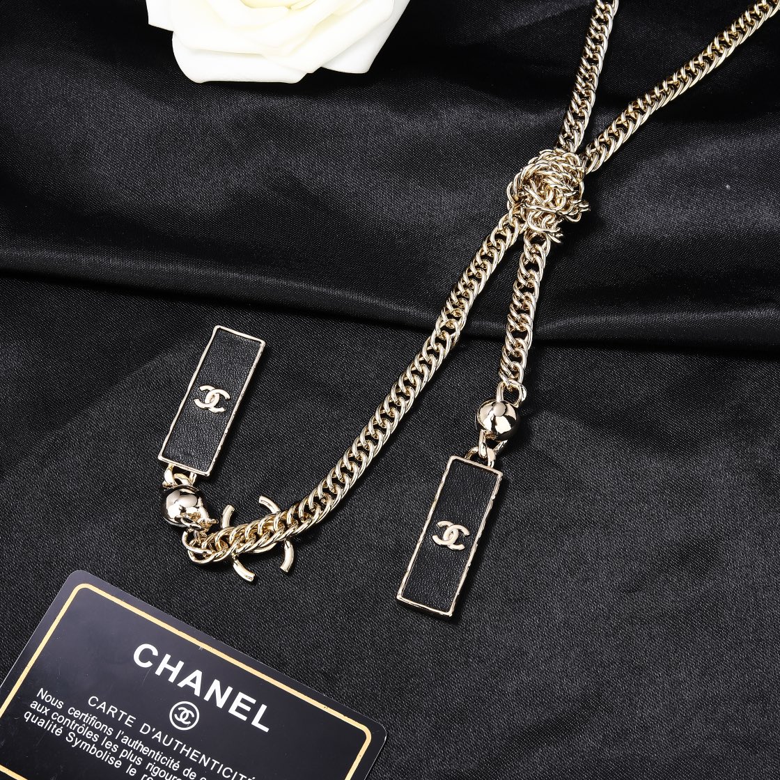 CCN085 Metal chain with crystal CC long necklace waist chain - ccjewelryacc