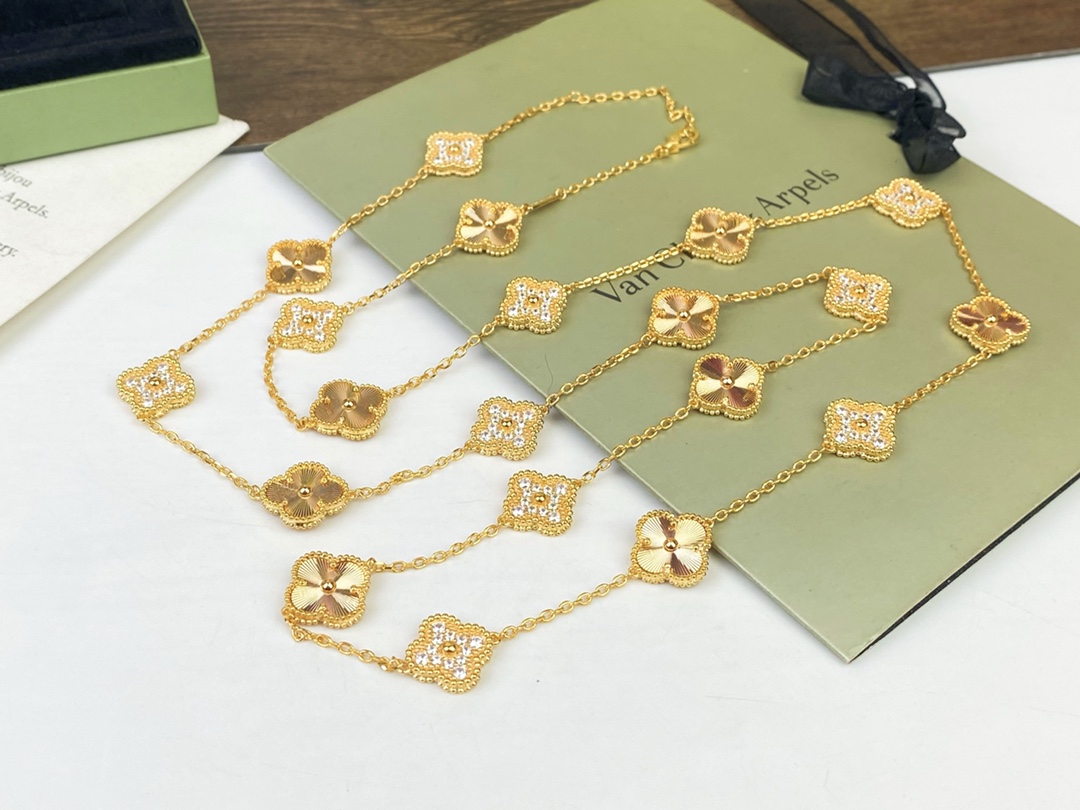 VCN027 VCA Alhambra long necklace Black 20 motifs - ccjewelryacc