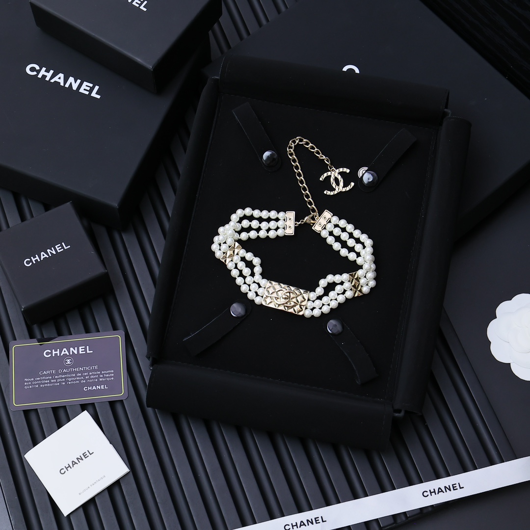 CCN214 Chanel crush bag pearl choker necklace - ccjewelryacc