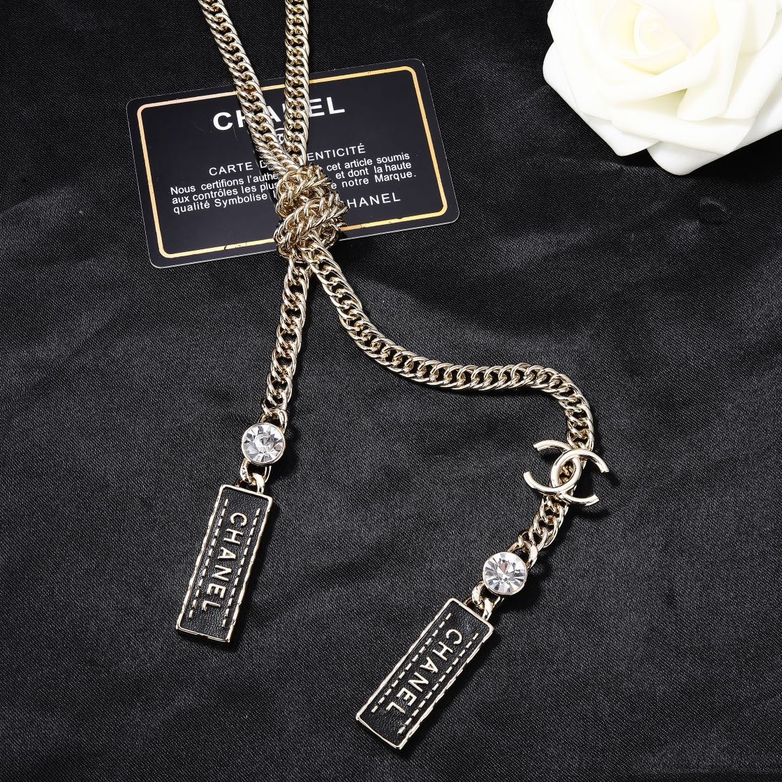 CCN085 Metal chain with crystal CC long necklace waist chain - ccjewelryacc