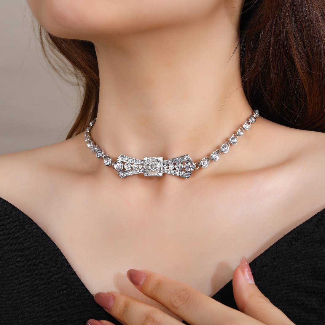 CCN402 CC crystal choker Necklace - ccjewelryacc