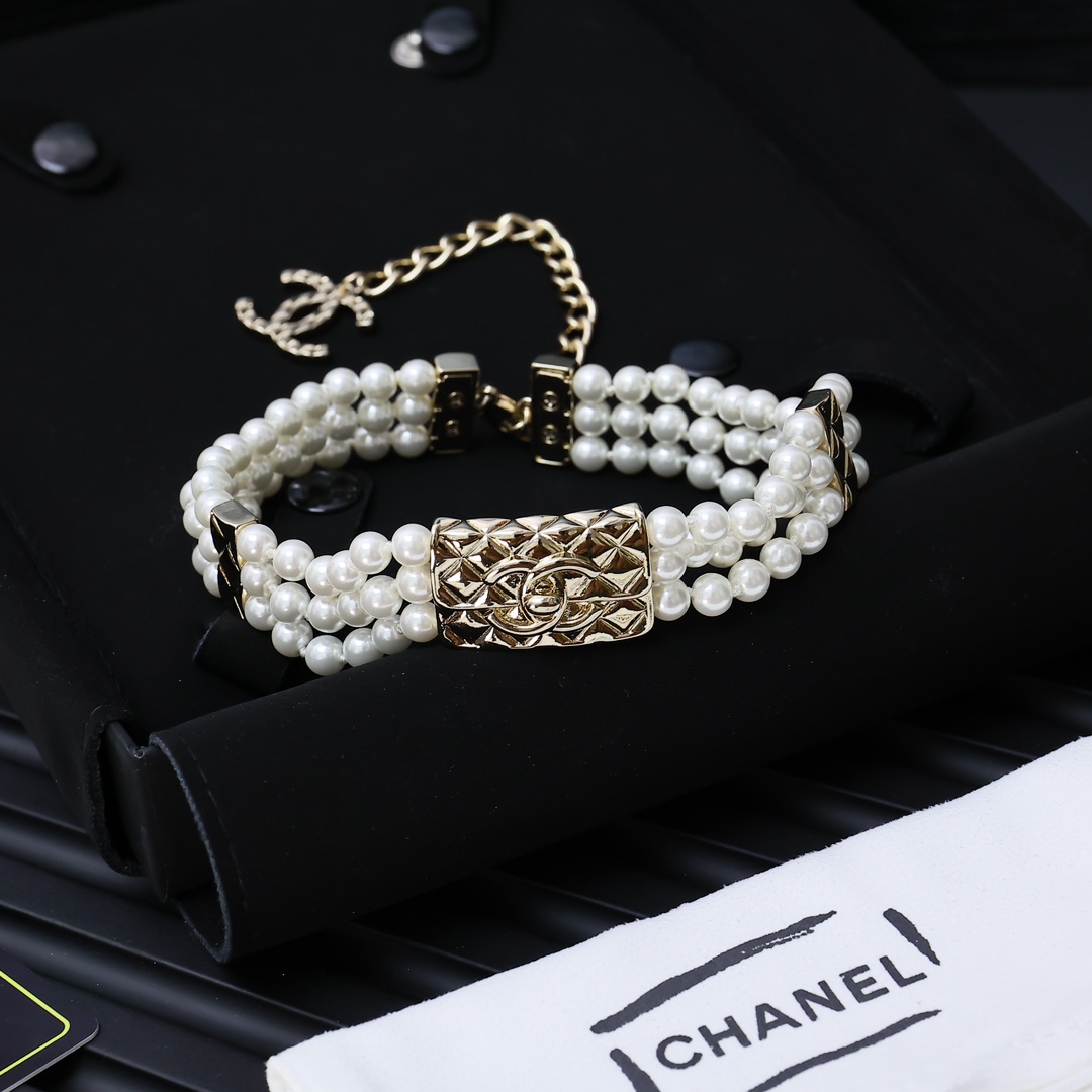 CCN214 Chanel crush bag pearl choker necklace - ccjewelryacc