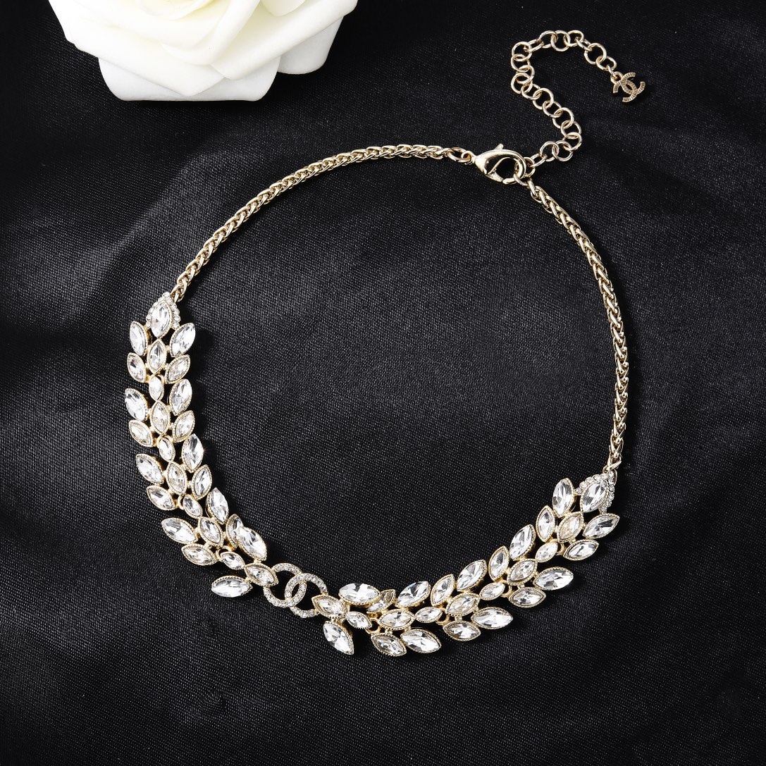 CCN521 CC Horseeye diamond leaf Choker necklace - ccjewelryacc