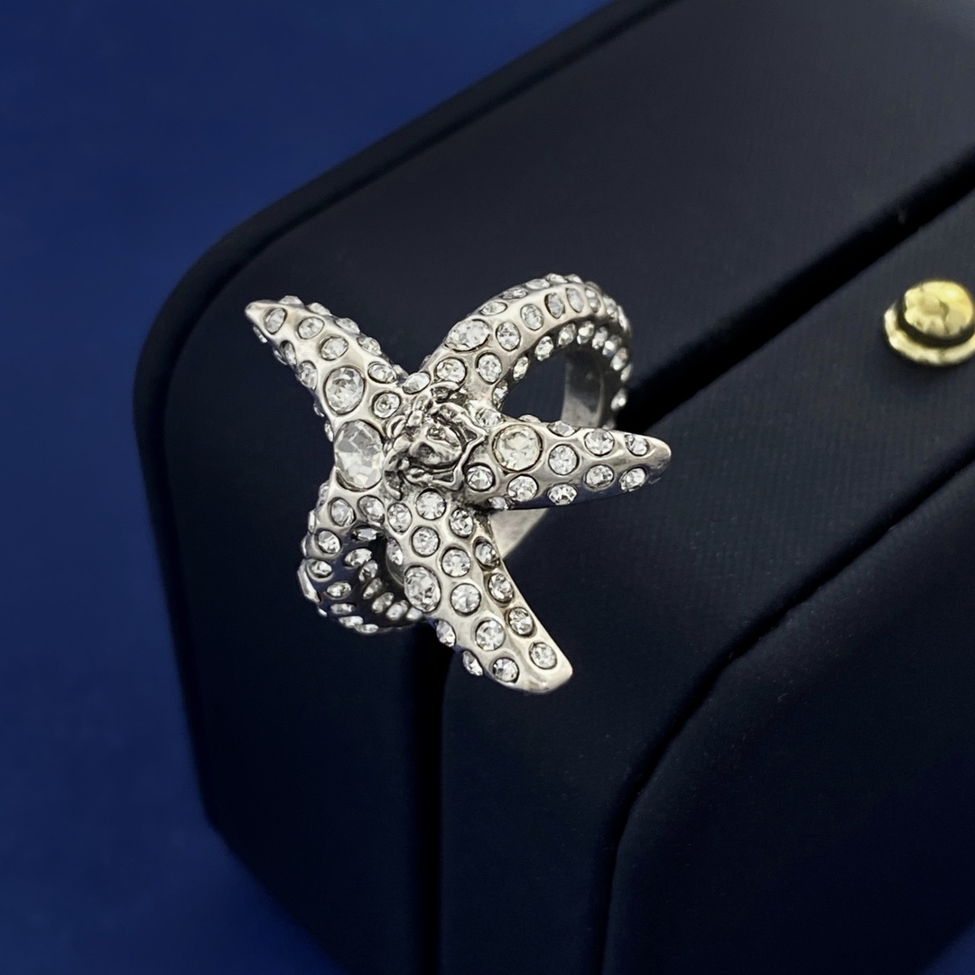 VSR007 Medusa's head star with a diamond starfish ring adjustable - ccjewelryacc