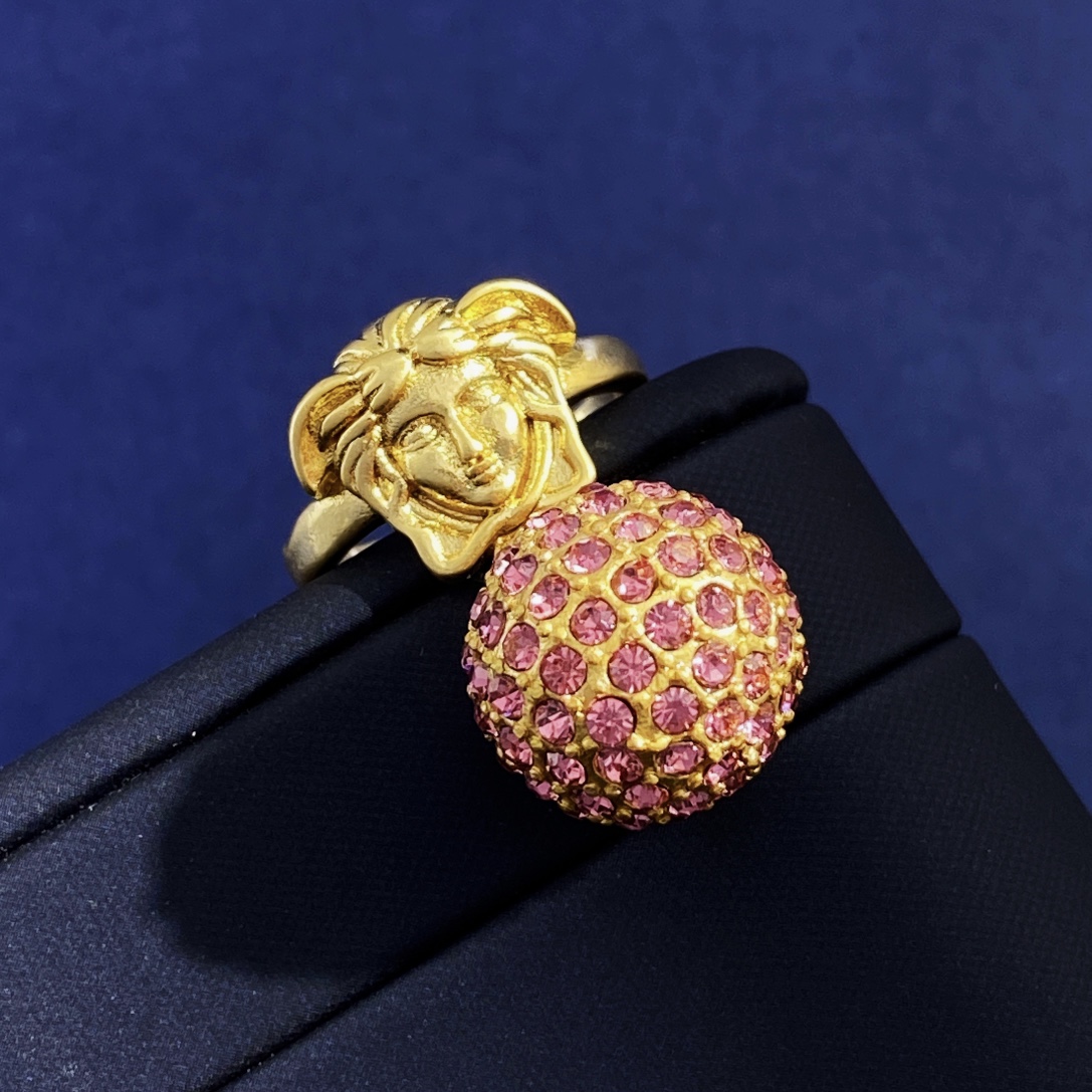 VSR002 Versace medusa and crystal ball ring - ccjewelryacc