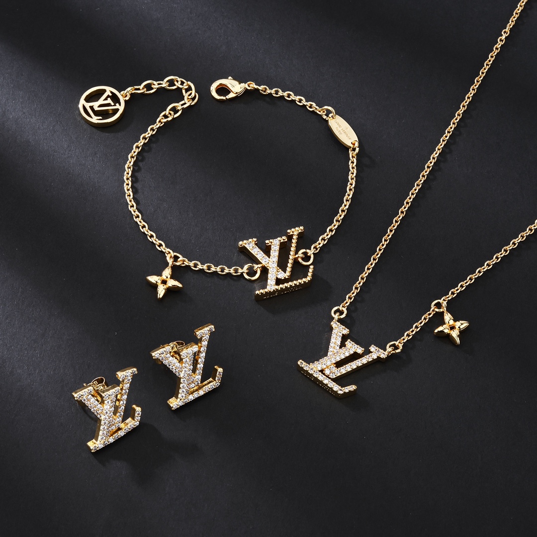 LVT021  Crystal VL LOGO Necklace bracelet earring - ccjewelryacc