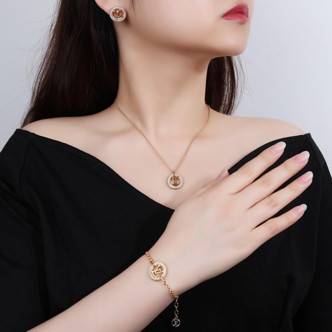 LVT020  VL LOGO Necklace bracelet earring - ccjewelryacc