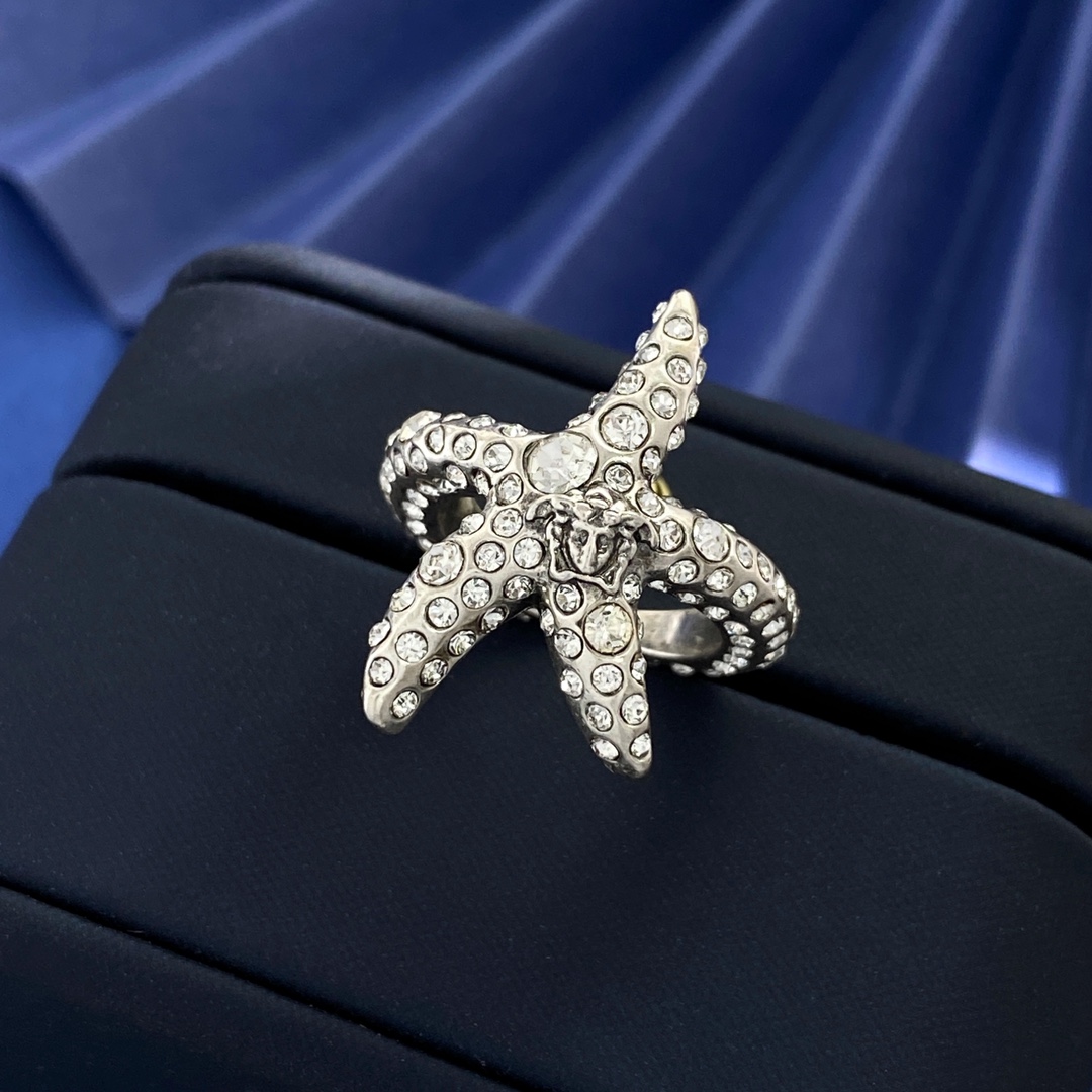 VSR007 Medusa's head star with a diamond starfish ring adjustable - ccjewelryacc