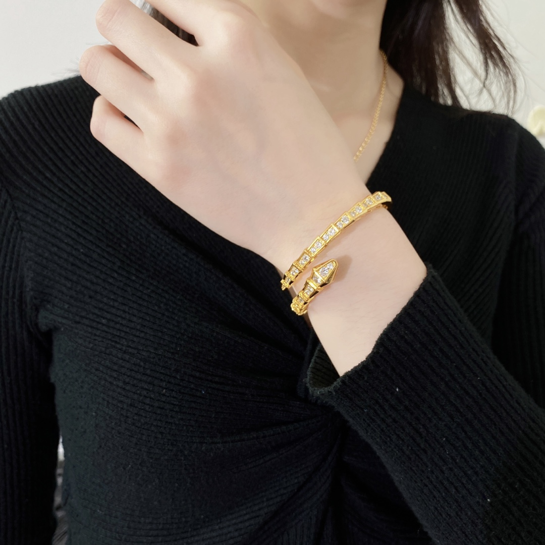 BGS001C Full diamond Snake Serpenti viper bangle bracelet - ccjewelryacc
