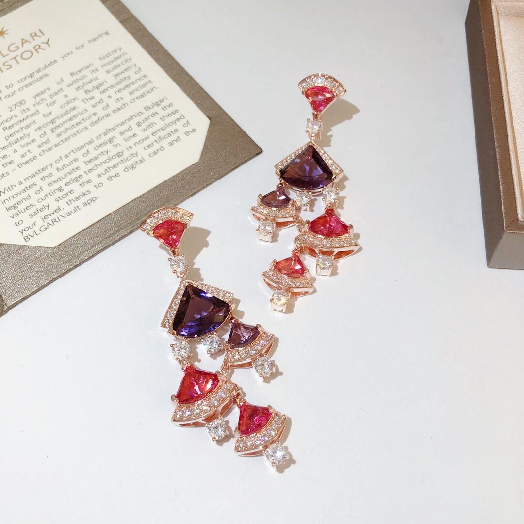 BGE025 Red gemstone diamond divas dream earrings - ccjewelryacc