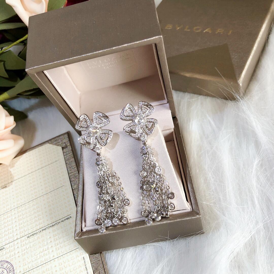 BGES005 S925 Sterling silver full diamond fiorever earrings - ccjewelryacc