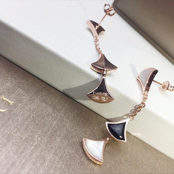 BGE027 3 motifs onyx Divas dream earrings rose gold - ccjewelryacc