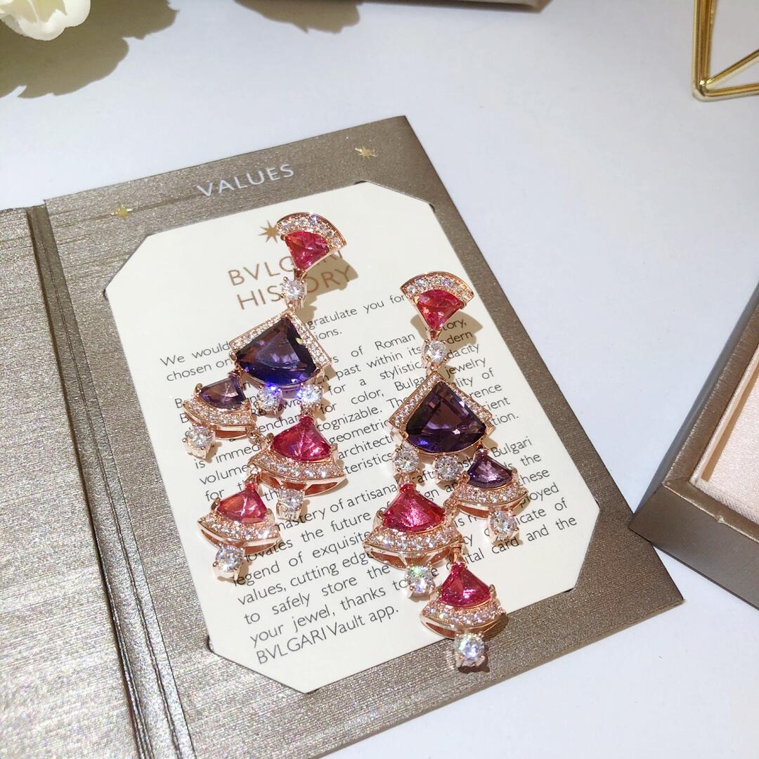 BGE025 Red gemstone diamond divas dream earrings - ccjewelryacc