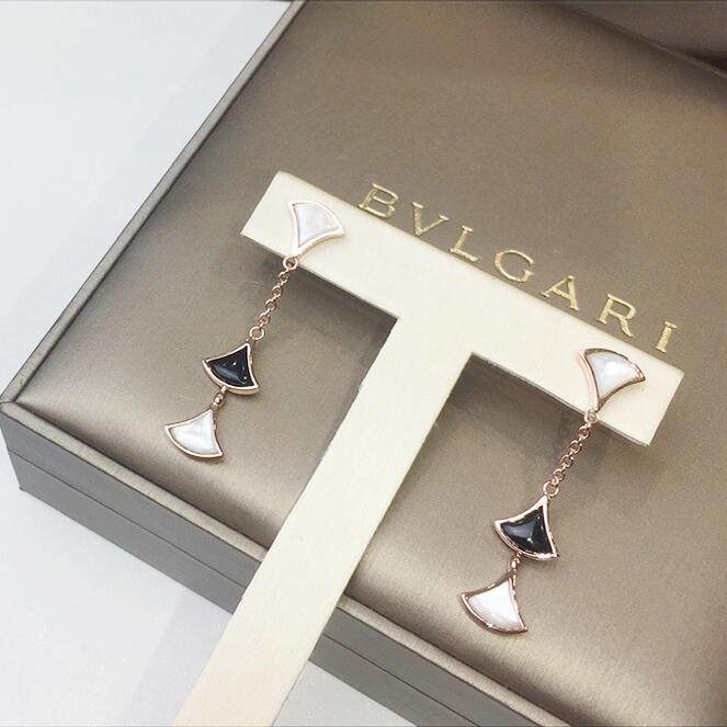 BGE027 3 motifs onyx Divas dream earrings rose gold - ccjewelryacc