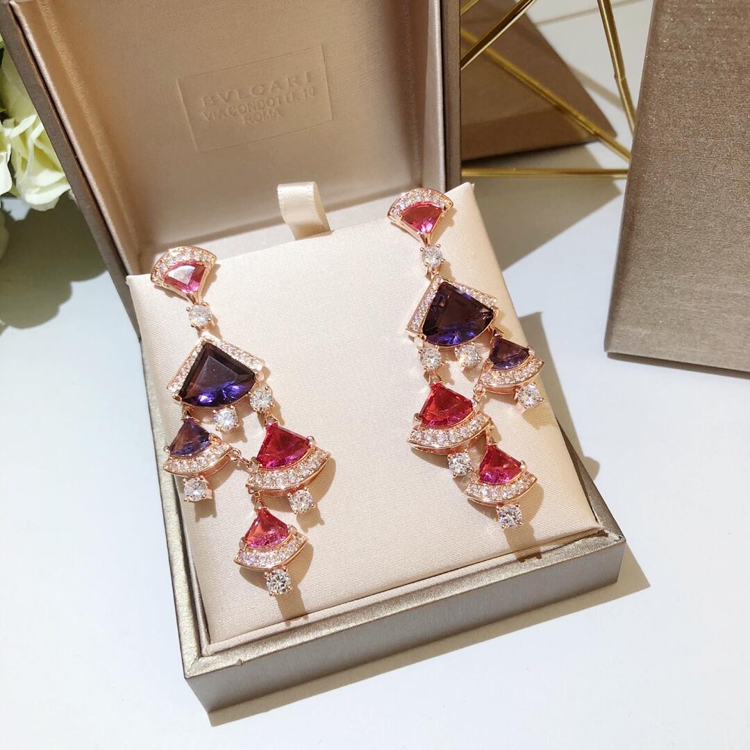 BGE025 Red gemstone diamond divas dream earrings - ccjewelryacc