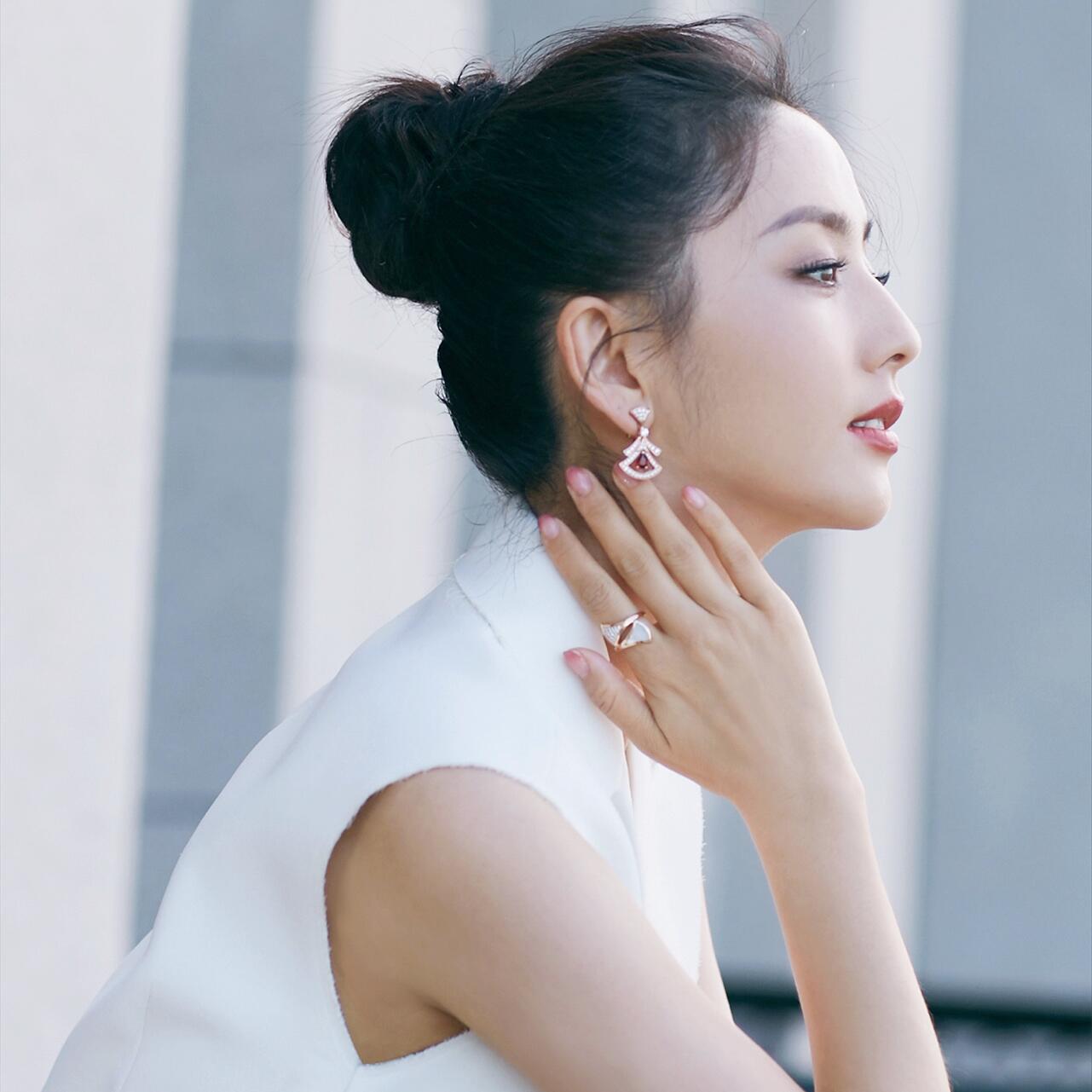 BGE029 Red gemstone and Full diamond Divas dream earrings - ccjewelryacc